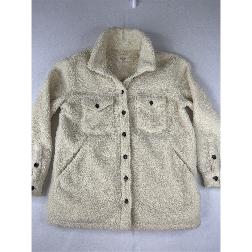 Marine Layer Ivory Eden Sherpa Overshirt Womens XS Cream Jacket